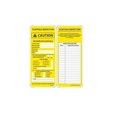 Nmc TAGS, INCOMPLETE SCAFFOLD TAG,  RPT226